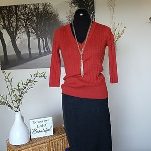 Eddie Bauer 3/4 orange sweater